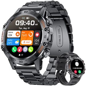 military smart watch for men (answer/make call), 1.39'' diy hd 400mah long battery tactical sports watch with 100+ sports modes heart rate blood pressure monitor,smartwatch for iphone android phone