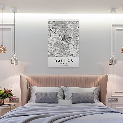 Dallas City Map, Texas Texas USA Minimalist Map, Map Print, City Map Poster, Modern Map Print, Weddi Poster Decorative Painting Canvas Wall Art Living Room Posters Bedroom Painting 20x30inch(50x75cm)