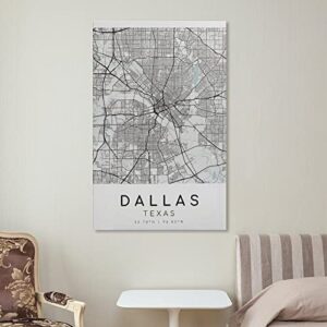 Dallas City Map, Texas Texas USA Minimalist Map, Map Print, City Map Poster, Modern Map Print, Weddi Poster Decorative Painting Canvas Wall Art Living Room Posters Bedroom Painting 20x30inch(50x75cm)