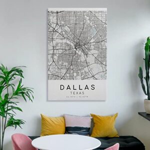 Dallas City Map, Texas Texas USA Minimalist Map, Map Print, City Map Poster, Modern Map Print, Weddi Poster Decorative Painting Canvas Wall Art Living Room Posters Bedroom Painting 20x30inch(50x75cm)