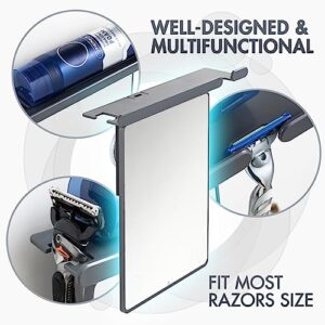 TAILI Shower Mirror Fogless for Shaving with Razor Holder, NO-Drilling & Removable Large Mirror Fogless Suction Wall Mounted, Shatterproof & Waterproof - for Men and Women(Grey)