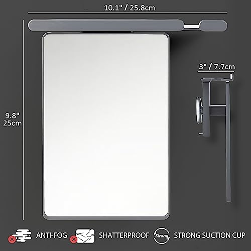 TAILI Shower Mirror Fogless for Shaving with Razor Holder, NO-Drilling & Removable Large Mirror Fogless Suction Wall Mounted, Shatterproof & Waterproof - for Men and Women(Grey)