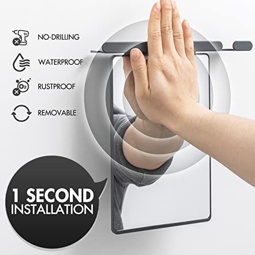 TAILI Shower Mirror Fogless for Shaving with Razor Holder, NO-Drilling & Removable Large Mirror Fogless Suction Wall Mounted, Shatterproof & Waterproof - for Men and Women(Grey)