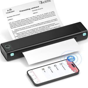 betife portable printers wireless for travel m08f wireless bluetooth printer support 8.5" x 11" us letter, inkless thermal compact printer compatible with android and ios phone & laptop