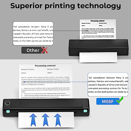 Betife Portable Printers Wireless for Travel M08F Wireless Bluetooth Printer Support 8.5" X 11" US Letter, Inkless Thermal Compact Printer Compatible with Android and iOS Phone & Laptop
