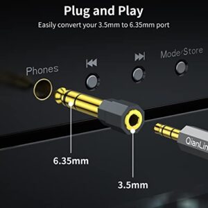 2 Pack 6.35mm 1/4 Male to 3.5mm 1/8 Female Stereo Headphone Adapter Audio Jack Plug Gold Plated for Speaker Headphone Guitar Digital Piano Amp Adapte (Grey)