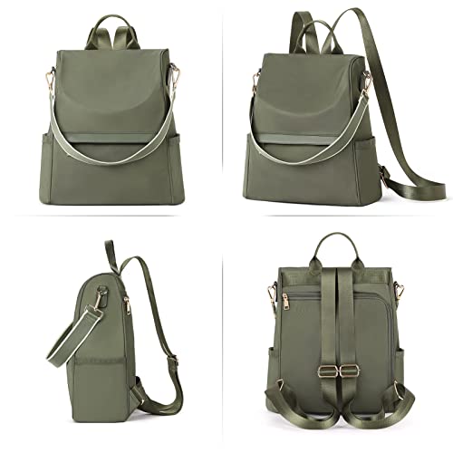 CLUCI Backpack Purse for Women Travel Backpack Nylon Anti Theft Lightweight Daybag Large Ladies Casual Shoulder Bags Green