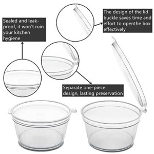 RHBLME 200 Sets Disposable Plastic Portion Cups with Lids, 2 oz Stackable Airtight Souffle Cups, Recyclable Condiment Containers Jello Shot Cups for Sauce Pigment Pills and More