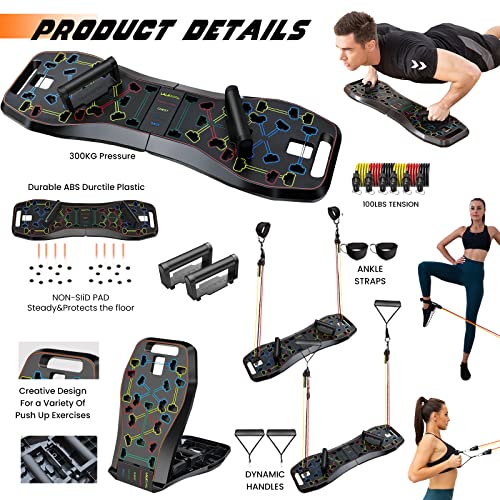 Lalahigh Home Exercise Equiptment - Strength Training Workout Push up Board & Resistance Bands Sets for Effective Full Body Workouts, Professional strength training equiptment for Men and Women, Gift for Boyfriend