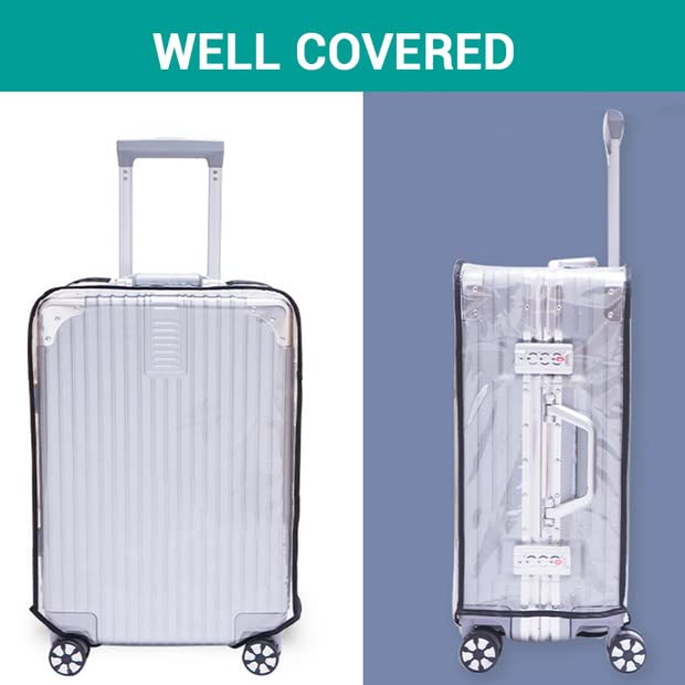 Clear Suitcase Cover - 20 24 26 28 30 Inch Waterproof PVC Suitcase Cover - Transparent Travel Suitcase Wrap - Protective Cover Case for Wheeled Luggage (28-Inch)