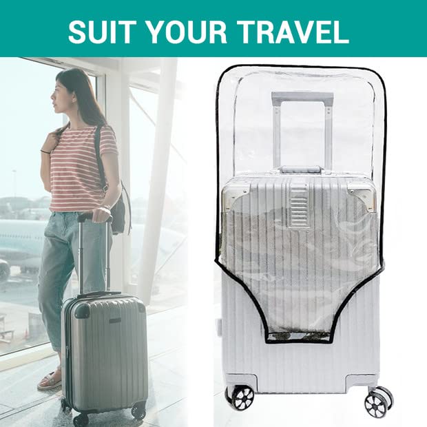 Clear Suitcase Cover - 20 24 26 28 30 Inch Waterproof PVC Suitcase Cover - Transparent Travel Suitcase Wrap - Protective Cover Case for Wheeled Luggage (28-Inch)