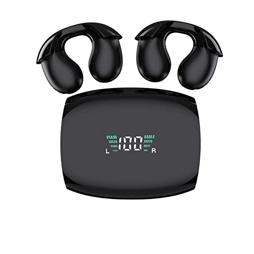 Taanimo Wireless Earbuds with Earhooks Mini Bone Conduction Headphones Waterproof Bluetooth Open Ear Earbuds Cycling Earpiece Noise Canceling Headset Sports Bluetooth 5.3 Ear Clip Earphones Headset