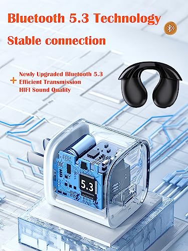 Taanimo Wireless Earbuds with Earhooks Mini Bone Conduction Headphones Waterproof Bluetooth Open Ear Earbuds Cycling Earpiece Noise Canceling Headset Sports Bluetooth 5.3 Ear Clip Earphones Headset