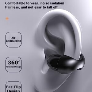 Taanimo Wireless Earbuds with Earhooks Mini Bone Conduction Headphones Waterproof Bluetooth Open Ear Earbuds Cycling Earpiece Noise Canceling Headset Sports Bluetooth 5.3 Ear Clip Earphones Headset