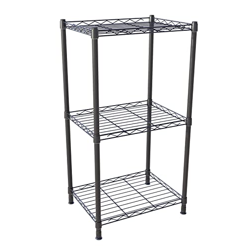 ZHAZHADI 3 Tier Fixed Layer Spacing Storage Shelf Metal Storage Rack Wire Shelving Unit Storage Shelves Metal 396Lbs Capacity 17" L x 13" W x 32" H for Pantry Closet Kitchen Laundry Black