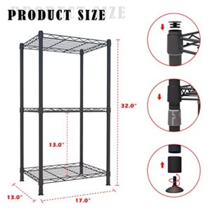 ZHAZHADI 3 Tier Fixed Layer Spacing Storage Shelf Metal Storage Rack Wire Shelving Unit Storage Shelves Metal 396Lbs Capacity 17" L x 13" W x 32" H for Pantry Closet Kitchen Laundry Black