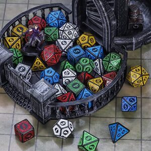 CiaraQ Polyhedral Dice with 5 Pouches, 5 Sets of Retro Dice for MTG DND Board Games, 35 Pieces