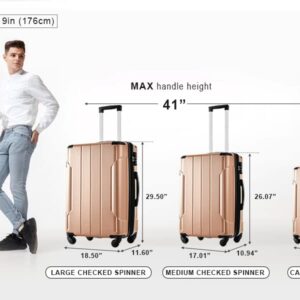 Merax Hardside Luggage Sets 3 Piece Suitcase Set Carry On Expandable Luggage with TSA Lock Spinner Wheels for Men Women (Gold)