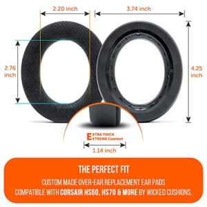 WC Freeze HS60 - Cooling Gel Replacement Earpads for Corsair HS50, HS60, HS70 & More by Wicked Cushions - Boost Comfort, Durability, Thickness & Sound Isolation for Epic Gaming Sessions | Black