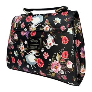 Loungefly Disney Alice in Wonderland Allover Floral Print Crossbody Satchel Handbag Purse