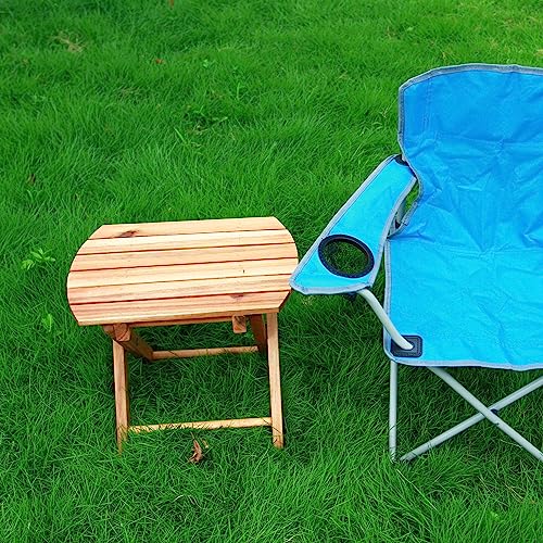 TIMBERHOLM Pack of 2 Folding Side Tables Outdoor for Patio, Small Folding Table Outdoor, Outdoor Table Small, Teak Table Outdoor, Foldable Table, Small Patio Side Table, Natural (Oval)