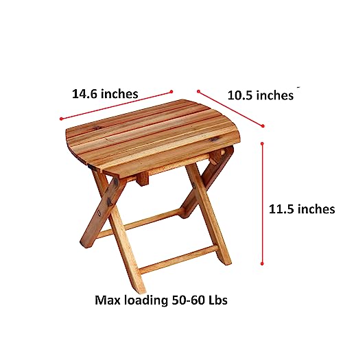 TIMBERHOLM Pack of 2 Folding Side Tables Outdoor for Patio, Small Folding Table Outdoor, Outdoor Table Small, Teak Table Outdoor, Foldable Table, Small Patio Side Table, Natural (Oval)