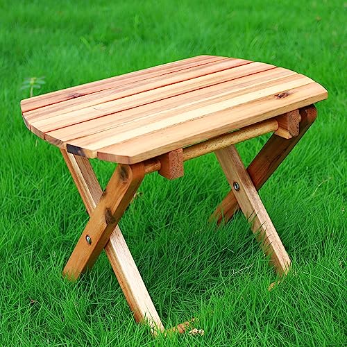 TIMBERHOLM Pack of 2 Folding Side Tables Outdoor for Patio, Small Folding Table Outdoor, Outdoor Table Small, Teak Table Outdoor, Foldable Table, Small Patio Side Table, Natural (Oval)