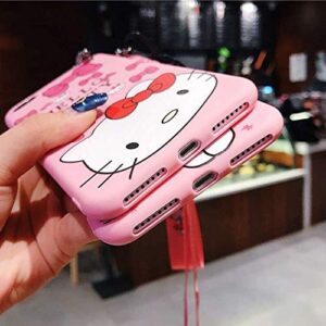 Ealievor Compatible with iPhone XR Case with Screen Protector, Cartoon Cute Funny Kawaii Cat Kitty Animal Character Phone Case Silicone Lanyard 3D Cover Case for Kids Girls and Womens