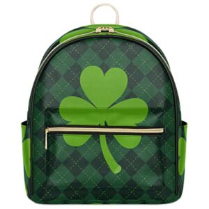 st. patrick's day mini backpack purse for women shamrocks clovers paid small pu leather designer ladies shoulder bag travel fashion daypack