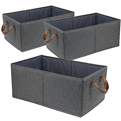 Pack of 3 Large Capacity Storage Bins Closet Organizer System, Sturdy Foldable Storage Boxes for Organizing Clothing, Sheets, Toys, Books - Shelf Organizer Shelves Basket Storage Bin