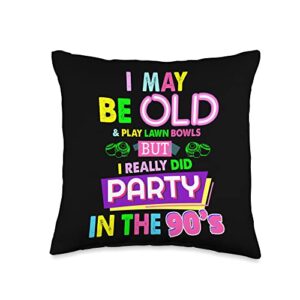 lawn bowls accessories for men & lawn bowling idea outfit idea for women & funny 90s lawn bowling throw pillow, 16x16, multicolor
