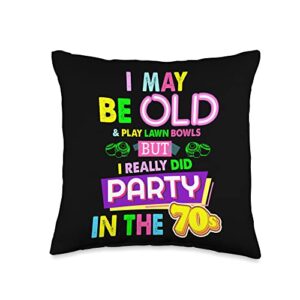 lawn bowls accessories for men & lawn bowling idea outfit idea for women & funny 70s lawn bowling throw pillow, 16x16, multicolor