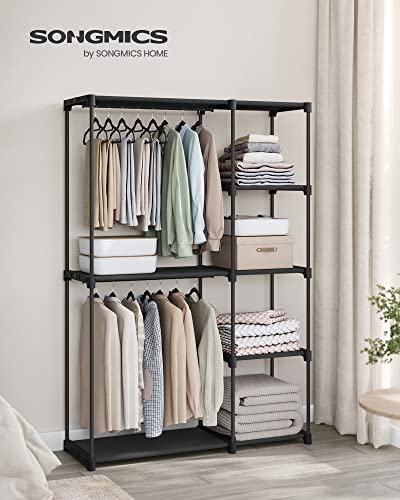SONGMICS Portable Closet, Freestanding Closet Organizer, Clothes Rack with Shelves, Hanging Rods, Storage Organizer, for Cloakroom, Bedroom, 48.8 x 16.9 x 71.7 Inches, Black URYG026B02