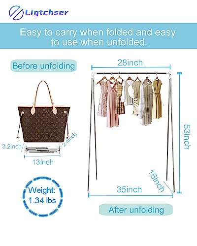 Ligtchser Portable Travel Garment Rack,Folding Clothes Rack for Dance,Travel,Camping, Drying,RV, Indoor,Outdoor. A Collapsible Mini Clothing Rack.