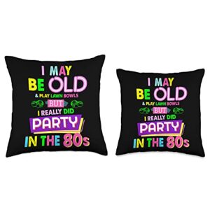 Lawn Bowls Accessories For Men & Lawn Bowling Idea Outfit Idea for Women & Funny 80s Lawn Bowling Throw Pillow, 16x16, Multicolor