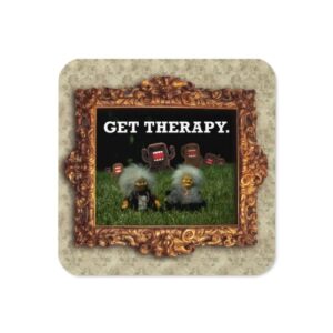 get therapy framed monsters domo - drink coaster packs (2 per pack) by gatordesign