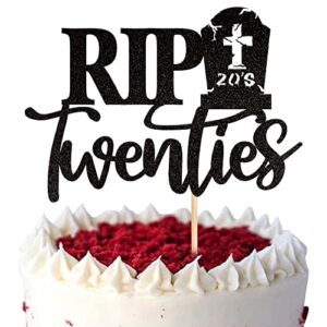 1 pcs rip twenties cake topper black glitter death to my twenties cake pick rip to my 20s cake decorations for rip 20s funeral happy youth 30th birthday party supplies