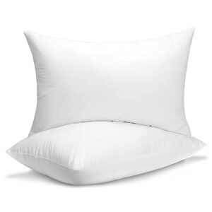 sherwood hotel collection bed pillows for sleeping 2 pack queen size, soft microfiber cover and 3d super soft down alternative filled white pillows, 20x28 inches