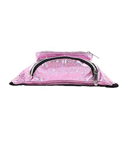 Holographic 80s 90S Rave Pink Stars Fanny Pack for festival women, Girl Cute Fashion Waist Bag Belt Bags-Pink Stars