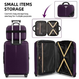 LEAVES KING LARVENDER Luggage Sets 5 Piece, Expandable(Only 24"&28") PP Suitcase with Spinner Wheels, Durable Luggage Sets Clearance Carry On Luggage Suitcase Set For Women Men, Purple