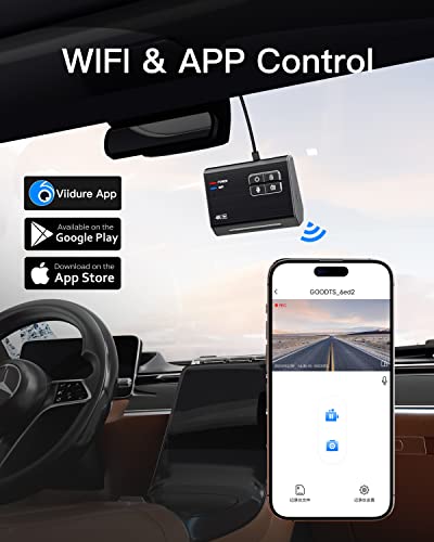 4K Dash Cam Front, GOODTS Car Camera 2160P with WiFi, Dash Camera for Cars with Dedicated Car Charger, Dashcam with App Control,G-Sensor,Parking Monitor,3M Bracket,No Screen,64GB SD Card