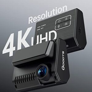 4K Dash Cam Front, GOODTS Car Camera 2160P with WiFi, Dash Camera for Cars with Dedicated Car Charger, Dashcam with App Control,G-Sensor,Parking Monitor,3M Bracket,No Screen,64GB SD Card