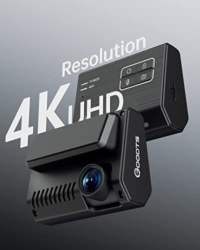 4K Dash Cam Front, GOODTS Car Camera 2160P with WiFi, Dash Camera for Cars with Dedicated Car Charger, Dashcam with App Control,G-Sensor,Parking Monitor,3M Bracket,No Screen,64GB SD Card