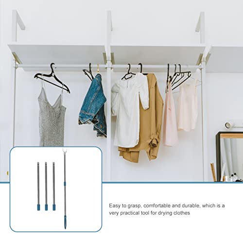 Cabilock Heavy Duty Clothes Rack Reach Stick Pole with Hook Extendable Clothes Stick Pole High Reach Garment Hook Telescoping Closet Pole for Closet Indoor Outdoor Clothesline Retractable Clothesline