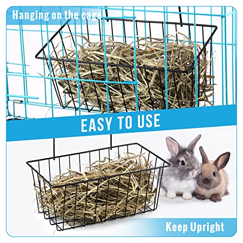 4 Pack Rabbit Hay Feeder for Cage Bunny Hay Feeder Rack with Heavy Duty Hanging Hay Holder Metal Bunny Hay Rack Holder for Bunny, Chinchillas Guinea Pig Cage Accessories, 10.8 x 5.9 x 4.5 Inch