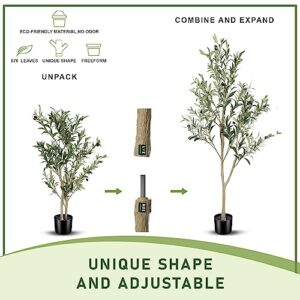 LYERSE Olive Tree 4ft(48") Fake Potted Olive Tree with Planter, Large Faux Olive Branches and Fruits Artificial Tree for Home Office Decor Indoor