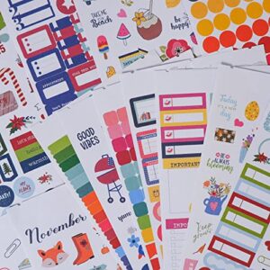 imama fun planner sticker pack, 28 pages of 1300+ easy peel multi-color aesthetic stickers, different themes + shapes to suit your calendar, diary and planner accessories decor stickers