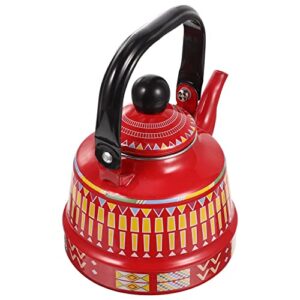 retro enamel teakettle camping stove vintage decor floral ceramic enamel teapot tea kettle for stovetop 1.1l porcelain enameled teakettle red camping stove vintage decor