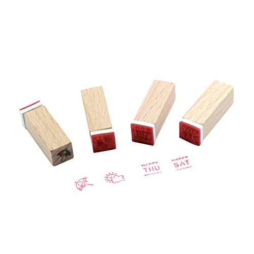 Crapyt 12 PCS Rubber Stamps for Crafting 0.39"×0.39"×1.22" Weather Stamps for Journals Wooden Stamps Rubber Stamps