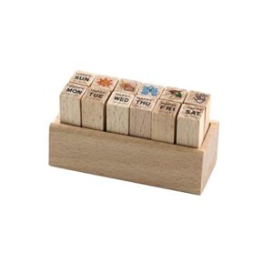 Crapyt 12 PCS Rubber Stamps for Crafting 0.39"×0.39"×1.22" Weather Stamps for Journals Wooden Stamps Rubber Stamps